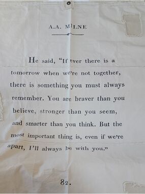 Sugarboo & Co Canvas Wall Hanging with A.A. Milne Typset Quote ~47” x 60" NWOT